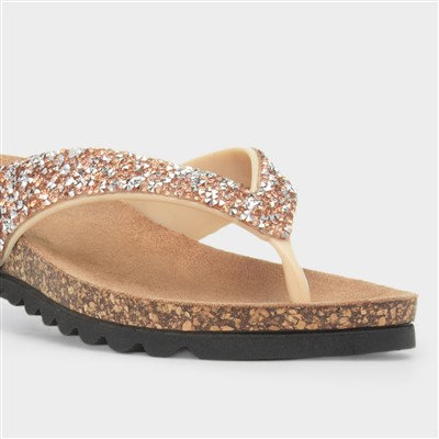 Crocus Womens Gold Toe Post Sandal