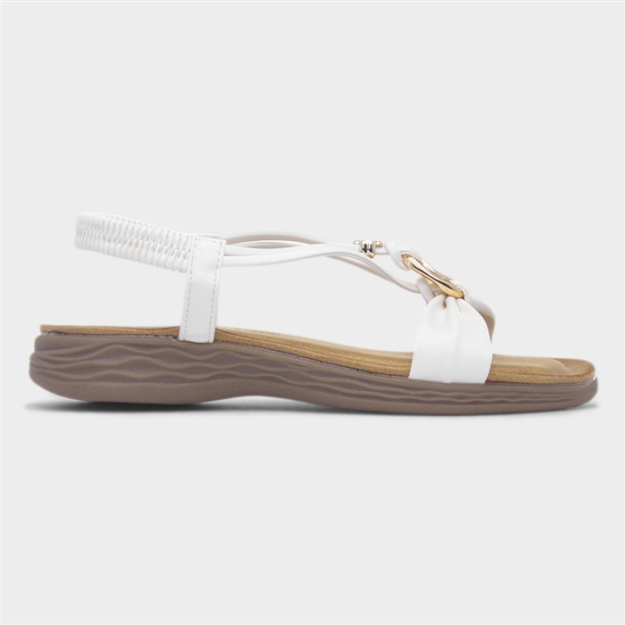 Chime Womens White Strappy Sandal