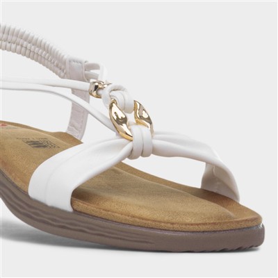 Chime Womens White Strappy Sandal