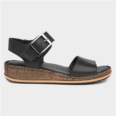 Ellie Womens Black Leather Sandals