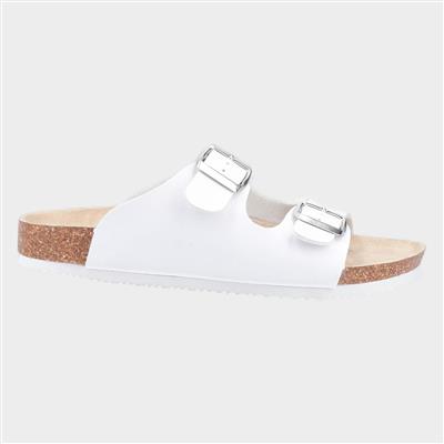 Womens Nimes Two Buckle Sandal in White