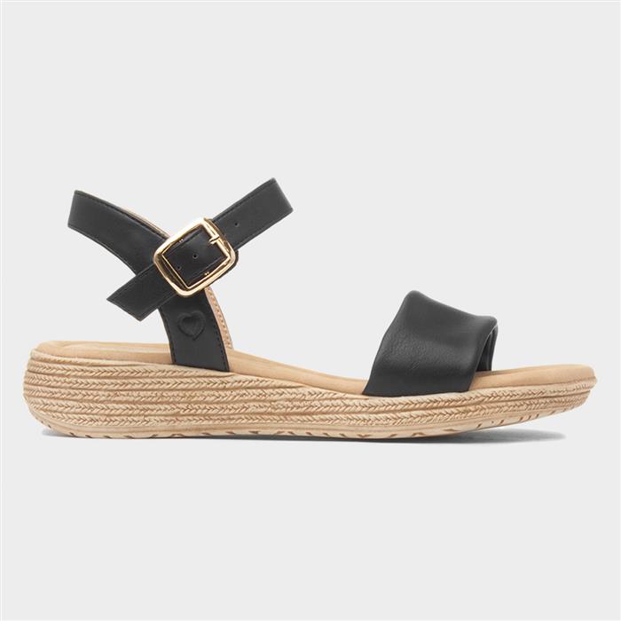Sara Womens Black Buckle Sandal