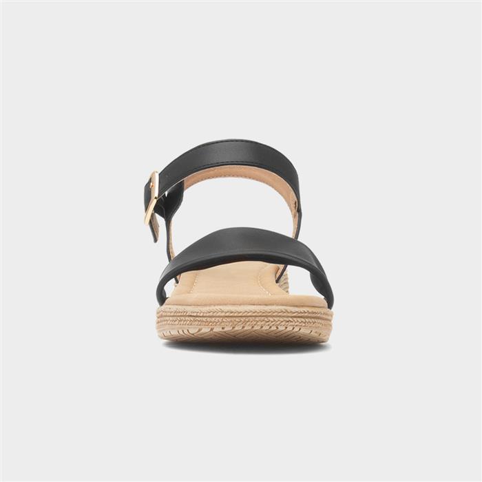 Sara Womens Black Buckle Sandal