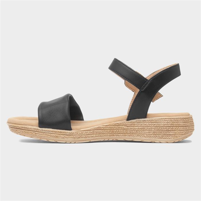 Sara Womens Black Buckle Sandal
