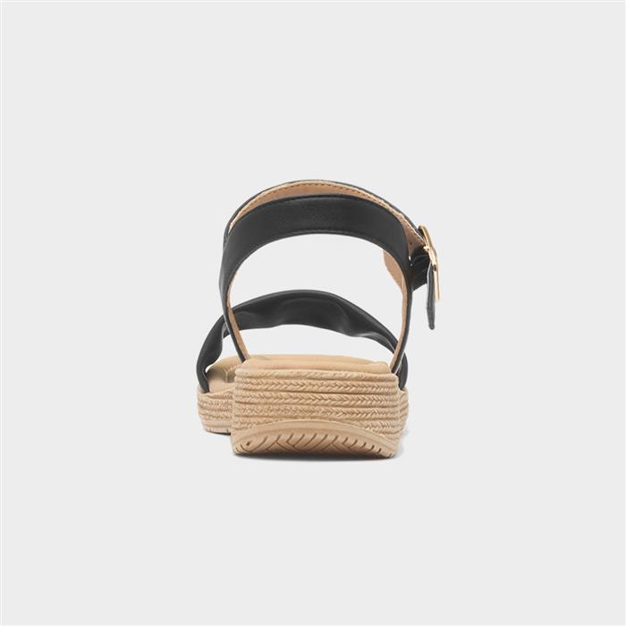 Sara Womens Black Buckle Sandal