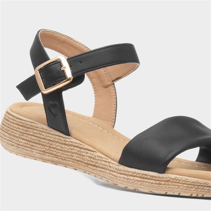Sara Womens Black Buckle Sandal