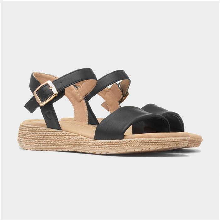 Sara Womens Black Buckle Sandal