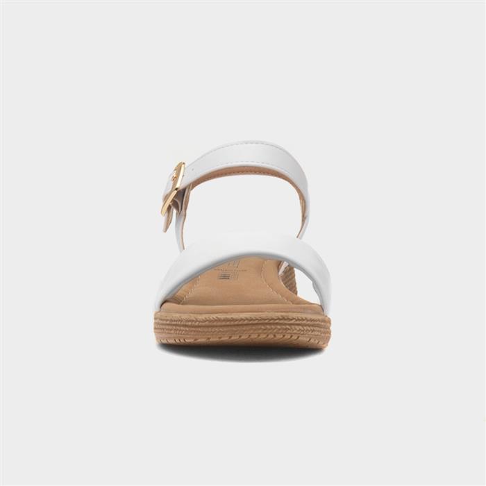 Sara Womens White Buckle Sandal