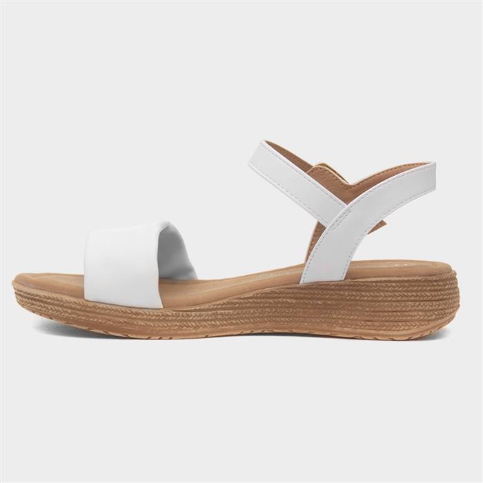 Sara Womens White Buckle Sandal