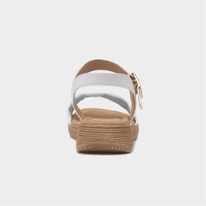 Sara Womens White Buckle Sandal