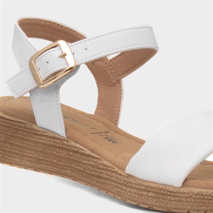 Sara Womens White Buckle Sandal