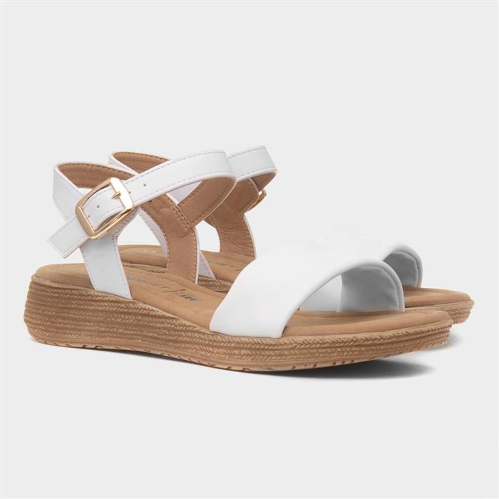 Sara Womens White Buckle Sandal