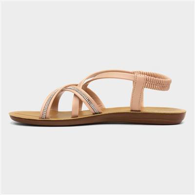 Womens Nude Diamante Strappy Sandal