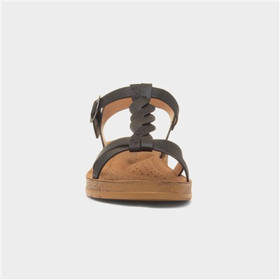 Hay Womens Black Wedge Sandal