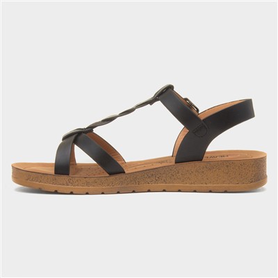 Hay Womens Black Wedge Sandal