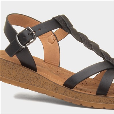 Hay Womens Black Wedge Sandal
