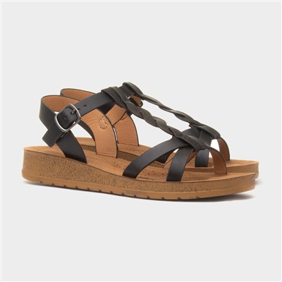 Hay Womens Black Wedge Sandal