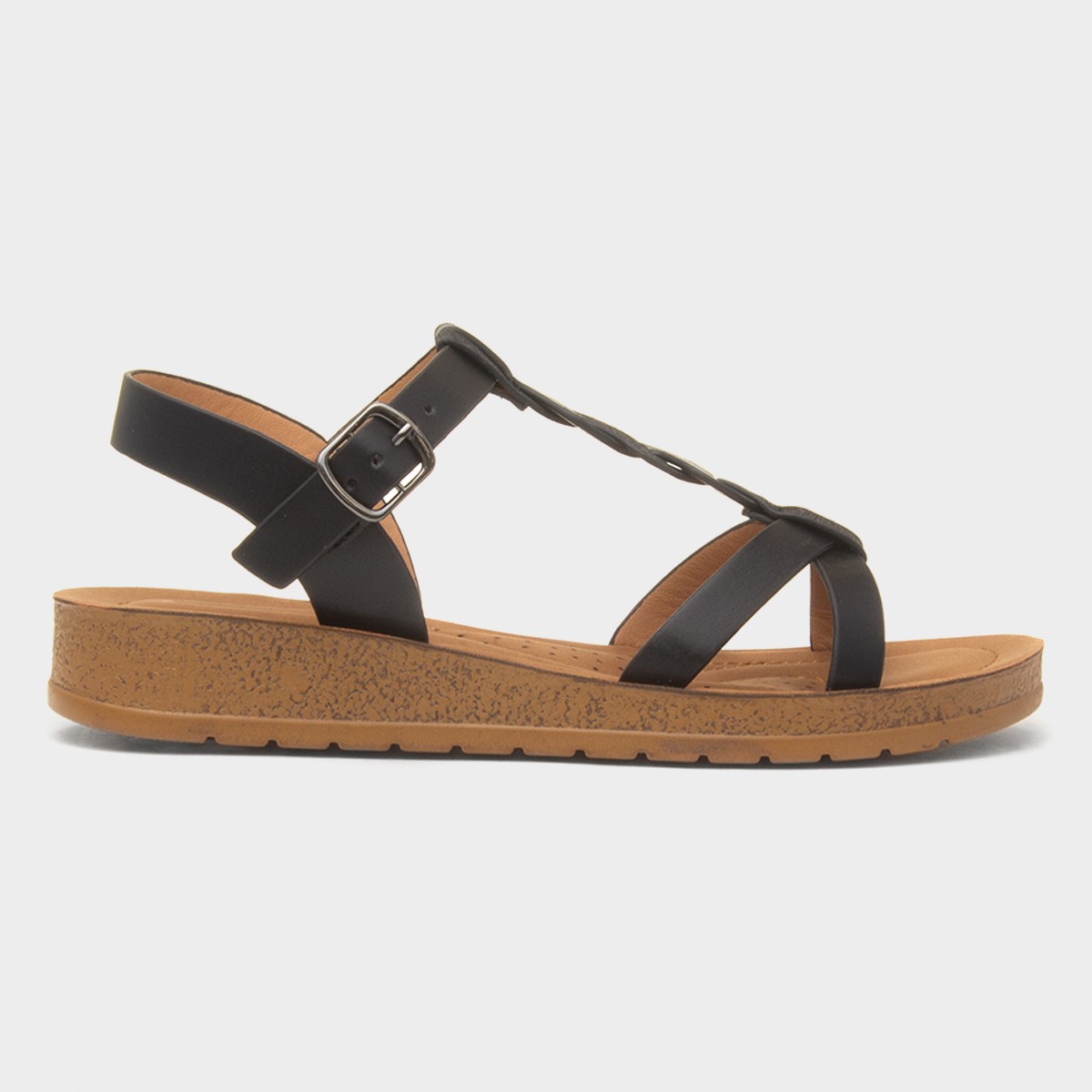 Hay Womens Black Wedge Sandal