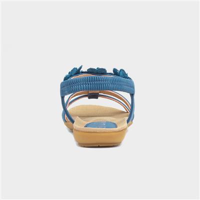 Womens Blue Flower Crochet Sandal