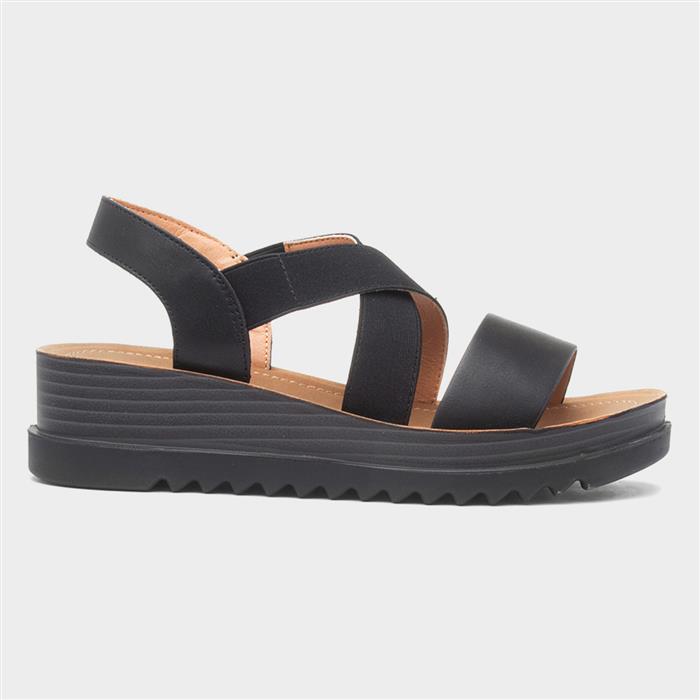 Abel Womens Black Wedge Sandal