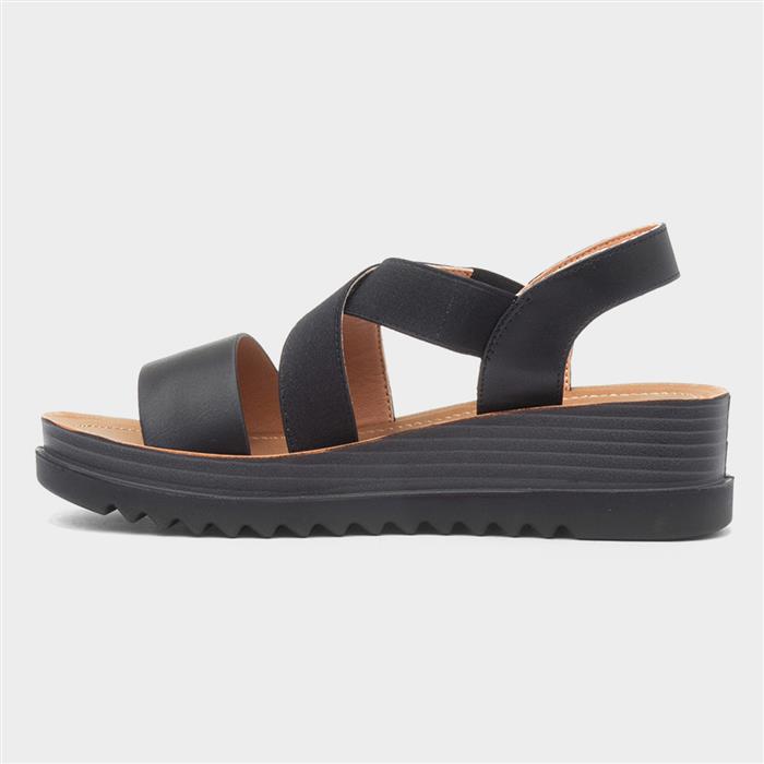 Abel Womens Black Wedge Sandal