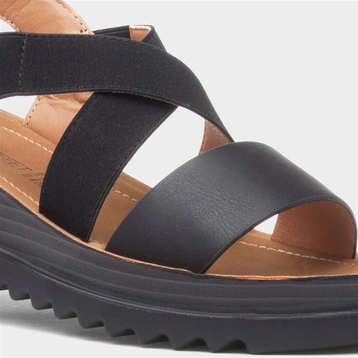 Abel Womens Black Wedge Sandal