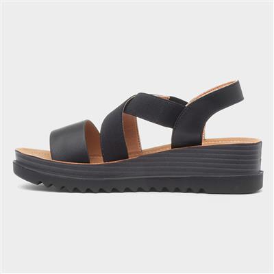 Abel Womens Black Wedge Sandal