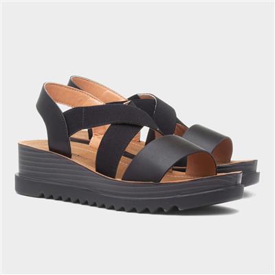 Abel Womens Black Wedge Sandal