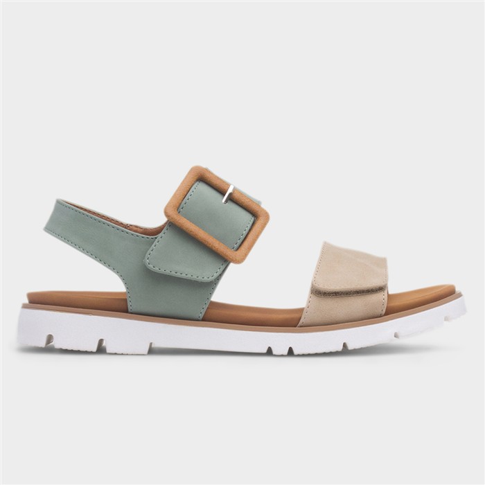 Gabby Womens Green & Stone Flat Sandal