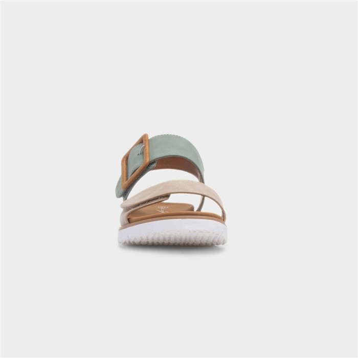 Gabby Womens Green & Stone Flat Sandal
