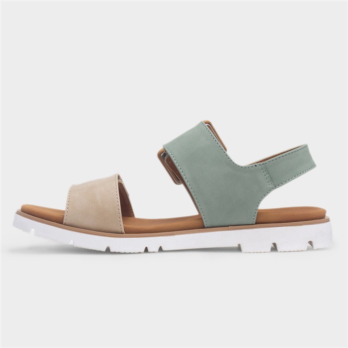 Gabby Womens Green & Stone Flat Sandal