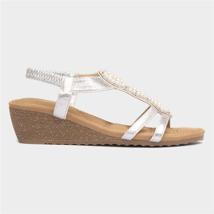 Phuket Womens Silver Wedge Sandal