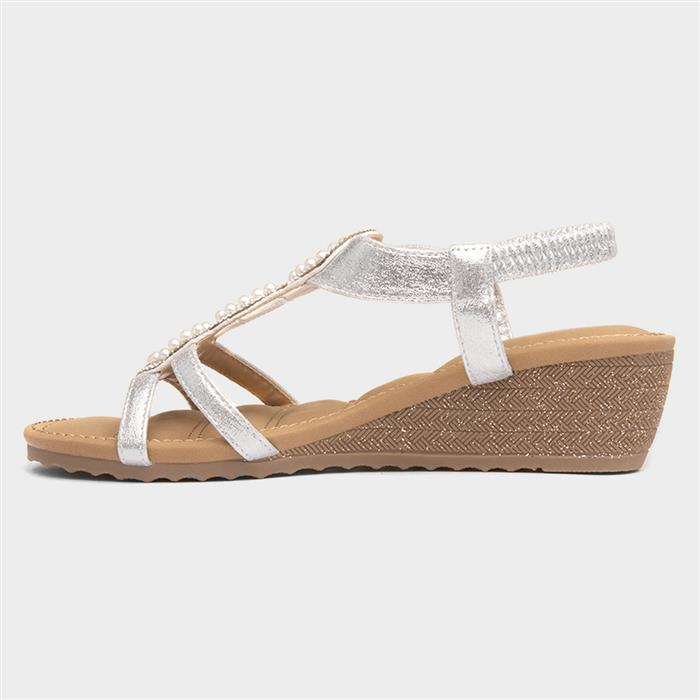 Phuket Womens Silver Wedge Sandal