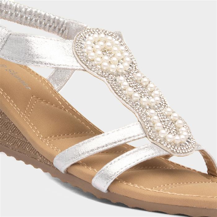 Phuket Womens Silver Wedge Sandal