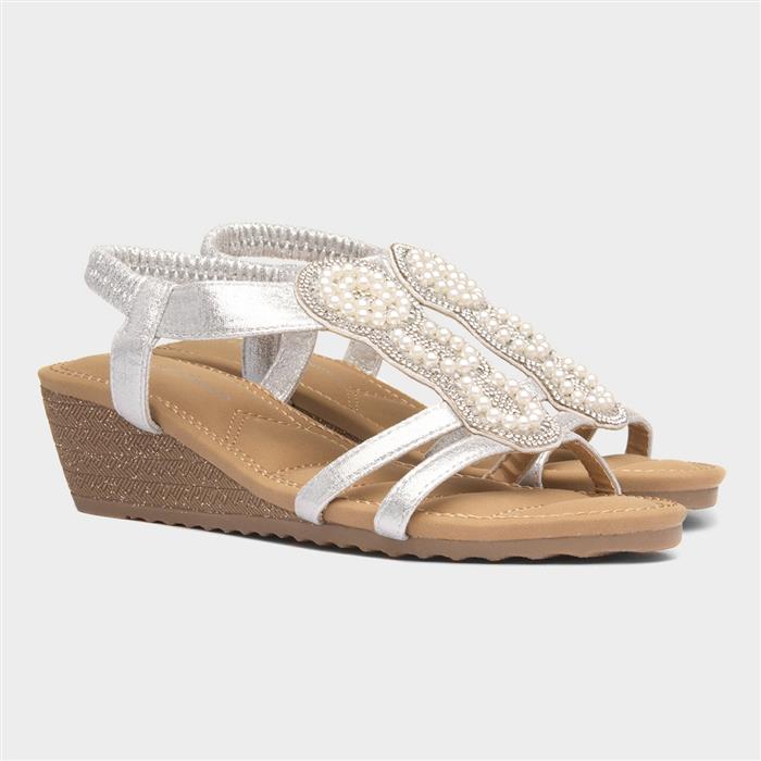 Phuket Womens Silver Wedge Sandal
