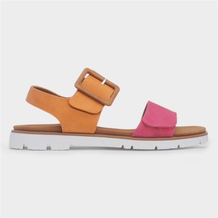 Gabby Womens Orange & Pink Flat Sandal