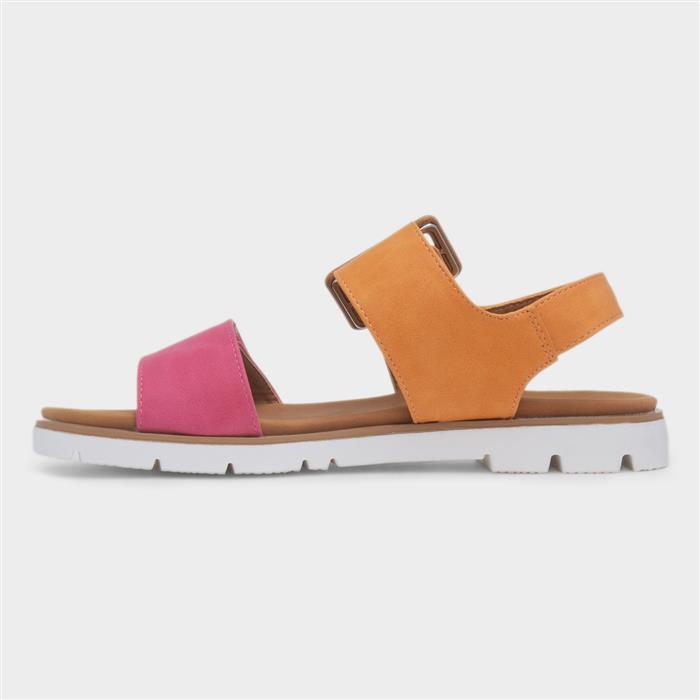 Gabby Womens Orange & Pink Flat Sandal