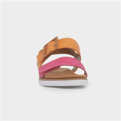 Gabby Womens Orange & Pink Flat Sandal