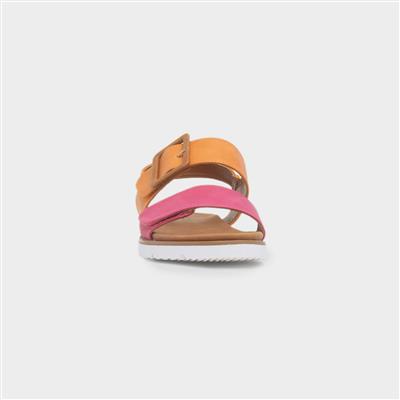 Gabby Womens Orange & Pink Flat Sandal