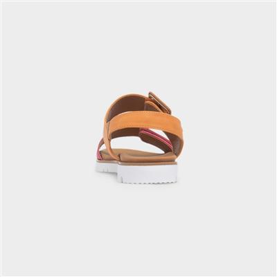 Gabby Womens Orange & Pink Flat Sandal