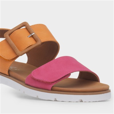 Gabby Womens Orange & Pink Flat Sandal