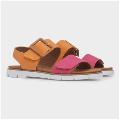 Gabby Womens Orange & Pink Flat Sandal