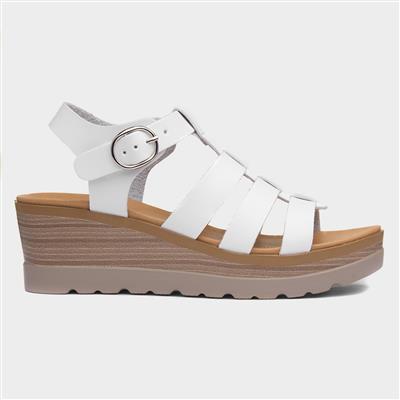 Jakarta Womens White Wedge Sandal