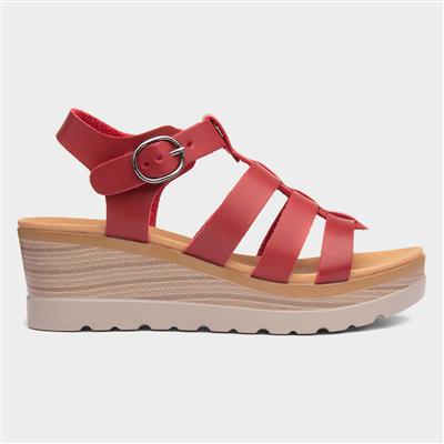 Jakarta Womens Red Wedge Sandal