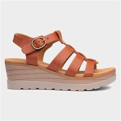 Lilley Skinner Jakarta Womens Tan Wedged Sandal 191255 Shoe Zone