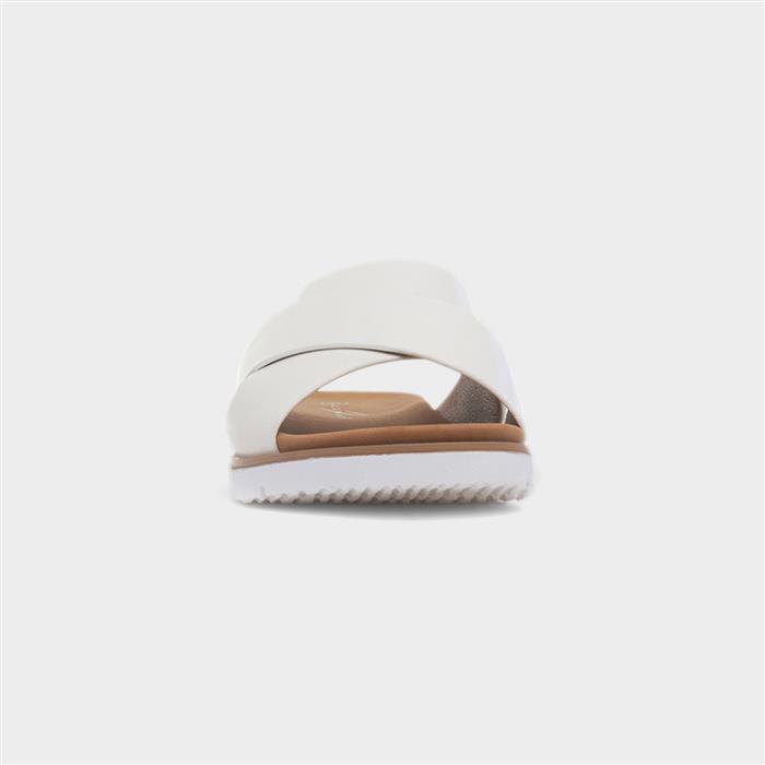 Chloe Womens White Crossover Mule Sandal