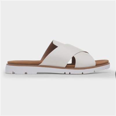 Chloe Womens White Crossover Mule Sandal