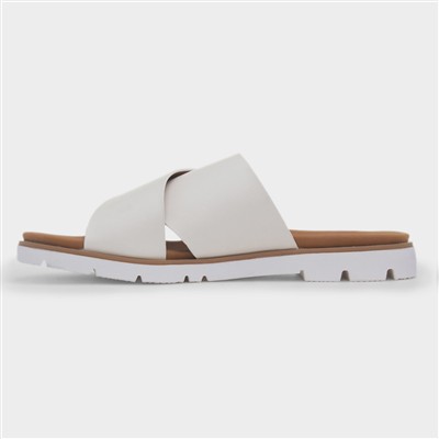 Chloe Womens White Crossover Mule Sandal