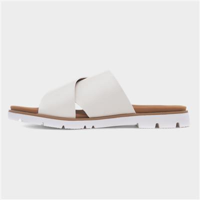 Chloe Womens White Crossover Mule Sandal