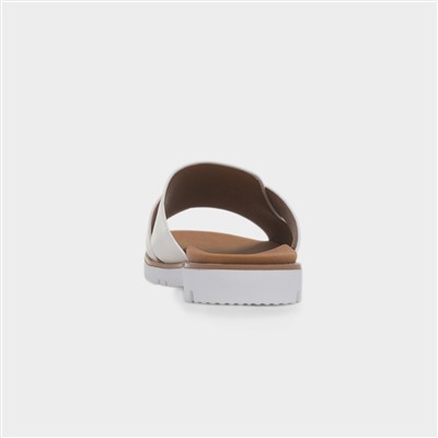Chloe Womens White Crossover Mule Sandal
